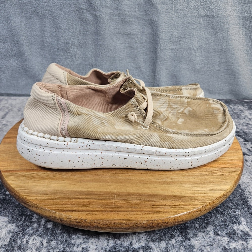 Hey Dude Wendy Rise Brush Shoes Womens Size 9 Beige Tie Dye Slip On Comfort